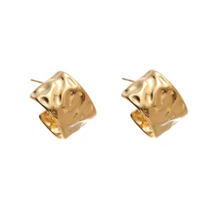 Waterproof 18K PVD Gold Plated Stainless Steel Large Hoop Earrings Simple Geometric Wedding Party Gift Jewelry Women Classic