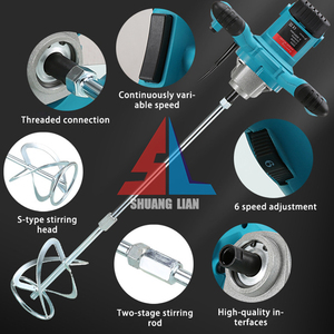 Электрический многофункциональный высокоэффективный спиральный миксер для краски, цемента, строительного раствора и шпатлевки 110В/220В 2100Вт с удлинителем, производительность 2 м³/ч - Product Image 2