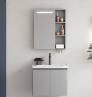 Miroir Mural LED Moderne en Céramique avec Cadre, Grande Capacité de Rangement, en Acier Inoxydable, pour Salle de Bain d'Hôtel ou Villa - Vente Flash