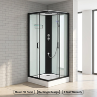 Cabine de douche rectangulaire moderne à prix d'usine avec cadre en aluminium brossé coulissant pour salle de bain