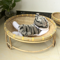 Panier pour chat multifonctionnel de style américain en bambou naturel robuste de qualité supérieure de petite taille de 12 pouces, capacité de charge de 5 kg