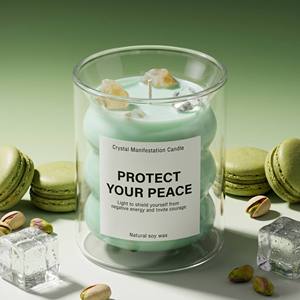 Luxury Double Wall Glass Jar Scented Soy Wax <b>Candle</b> Wavy Design For Manifestation Home Decor Wholesale Private Label <b>Set</b> - Product Image 1
