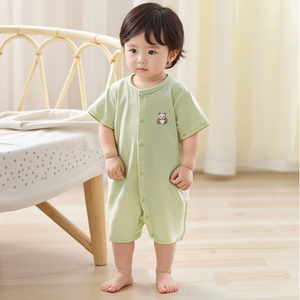 Mameluco de Verano para Bebé Recién Nacido, de Manga Corta, 100% Algodón, con Diseño sin Costuras y Cierre de Botón Único - Product Image 1