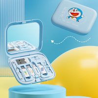 Caja de Almacenamiento Multifuncional con Cable de Carga y Espejo de Doraemon, con Licencia Oficial de ROCK, Portátil para Viajes