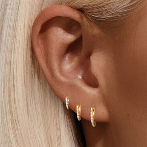 Gold Single Piece <b>6mm</b> 8mm 10mm S925 Silver Classic Cross Cartilage <b>Hoop</b> <b>Earring</b> Simple Minimalist Design - Product Image 1