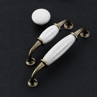 Poignées et boutons de tiroir d'armoire de cuisine en céramique de style européen antique vintage à texture craquelée pour meubles