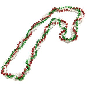 Yiwu-Mardi Gras de 6MM, 33 ", verde, blanco, rojo, collar de cuentas trenzadas de tres colores para el Día Nacional de México - Product Image 1