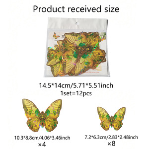 3D tridimensionale farfalla adesivi farfalla dorata con adesivi decorativi adesivi murali un set di 12 - Product Image 2
