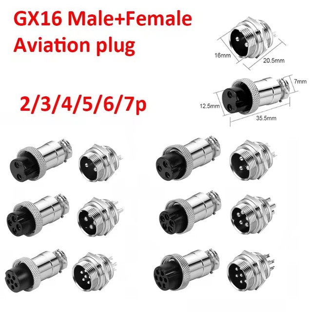 GX16 2 3 4 5 6 7Pin Male&Female Docking Aviator Aviation Plug Socket Circular Connector