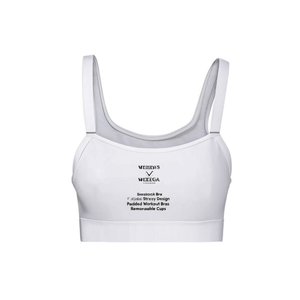 Soutien-gorge de sport sans armatures pour femme, maintien élevé, avec dos croisé, design à bretelles, rembourré, avec coussinets amovibles, blanc - Product Image 1