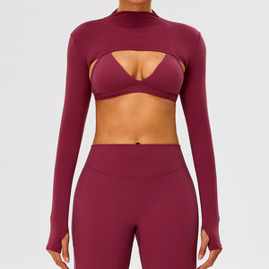 LX Ensemble de sport 4 pièces pour <span class=keywords><strong>femme</strong></span> : Soutiens-gorge de sport Plunge V, <span class=keywords><strong>Bolero</strong></span>, Shorts et Leggings - Product Image 2