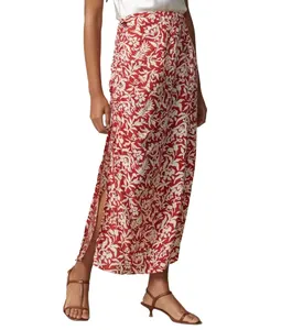 SMO красная печать Высокое качество макси юбка длинные джинсы макси Женская юбка с цветочным принтом Макси юбка