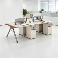 Meubles de bureau modernes en bois, bureau modulaire, poste de travail collaboratif 4, 6 ou 8 places, station de travail extensible avec rangement, espace ouvert