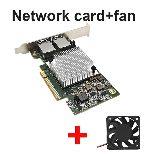 Server Ethernet Card with Cooling Fan 10G Double Port X540-T2 Network Extend Adapter 2Port 10 Gigabit LAN Controller PCIE X16 X8