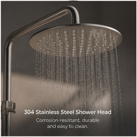 Système de douche mural carré durable au design moderne, en acier inoxydable brossé, pour salle de bain