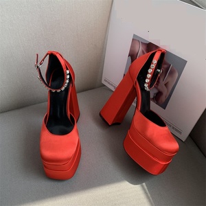 Tacones Mujer 2025 Pumps Sexy Platform Sandals Party Block Heel <b>Shoes</b> Ladies 14CM High Heels for Women - Product Image 2