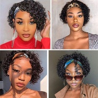 FH personnalisé 100% cheveux humains bouclés bandeau perruque brésilienne Remy cheveux perruques bandeau bouclés perruque