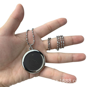 Colgante Antienvejecimiento Bioenergético Jiemo <span class=keywords><strong>de</strong></span> Piedra Volcánica con Marco <span class=keywords><strong>de</strong></span> Acero Inoxidable para Comercio Electrónico Transfronterizo, Modelo KM8183 - Product Image 3