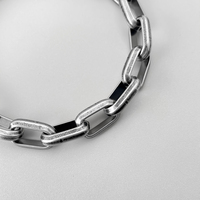 Bracelet EManco en argent brossé, maillons trombone, fermoir mousqueton, fournitures de fabrication de bijoux pour hommes, artisanat DIY fait main
