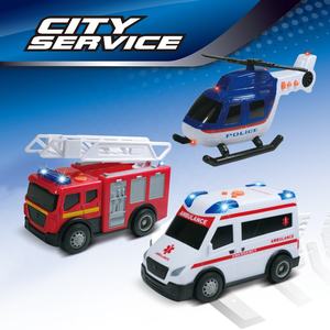 City Serie-Kids Emergency Rescue Vehicles Play Set Camion de pompiers Police <span class=keywords><strong>Hélicoptère</strong></span> Ambulance Pretend City Rescue Role Play Toy - Product Image 2