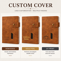 Carnet en cuir PU personnalisé en gros avec fermeture à bouton-pression, poche avant et logo personnalisé pour cadeaux d'affaires