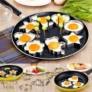 Non Stick Stainless Steel Egg Rings Mold with Handle Egg Shaper for Eggs Pancakes Cookies Professional