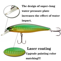 LUTAC Leurres de pêche Long Casting Floating 0.8m Minnow Bait ABS Plastic Laser Coating Skin VMC Treble Hook Hard Baits 80mm/10g