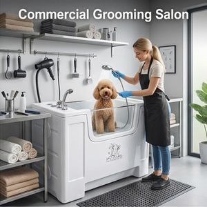 Exportation mondiale : Baignoire pour chien électrique de luxe en acrylique avec porte d'accès, robinet/pulvérisateur anti-colmatage avec filtre à poils pour salle de bain - Product Image 1