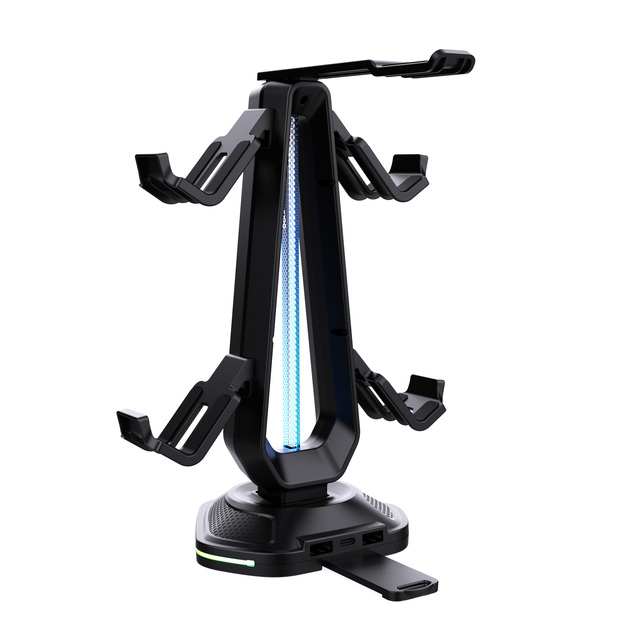 OEM:Aluminum Supporting Bar, Universal Storage Organizer Headphones/game Controller Charging&RGB Light Headset Holder