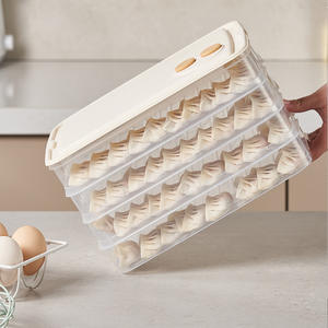 กล่องเกี๊ยวทรงสี่เหลี่ยม วางซ้อนกันได้ เกรดสำหรับอาหาร ช่วยรักษาความสด กล่องเก็บอาหารในตู้เย็น ฝาปิดแบบหนีบ สีขาวฟรอสต์ TB 2401 - Product Image 2