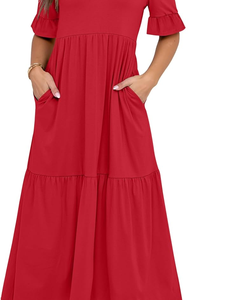 Robe boutonnée à col montant et manches longues, coupe ajustée, couleur unie, style vintage, pour femme, automne 2026, haute qualité - Product Image 1