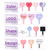 Miroir cosmétique portable en forme de cœur, simple face, mini format de poche, finition argentée, logo personnalisé, marque privée, miroir pour cils