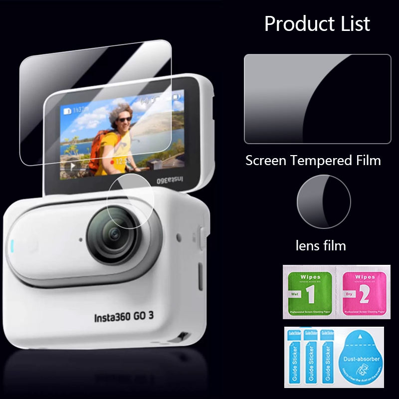 Hardness Dual-Screen Cover Camera Lens Protector Tempered Film Glass Action Cameras Accessories Insta 360 Go 3