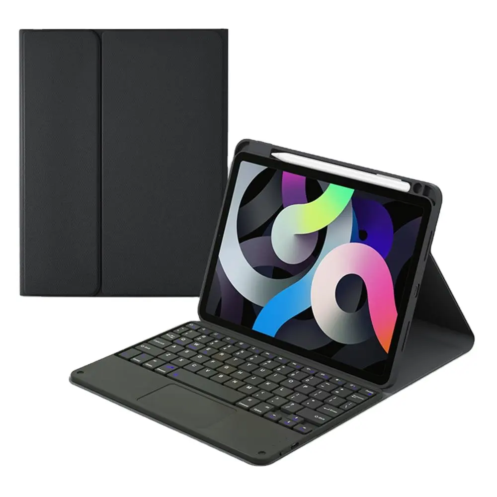 Clavier et souris en cuir sans fil avec pavé tactile Étui pour clavier rétroéclairé espagnol pour IPad Pro 11 Air 4 Air 5 10.9 Pro12.9