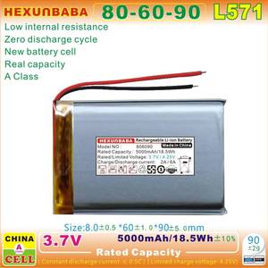 3,7 V 5000mAh 806090 2 Drähte Polymer Lithium-Ionen-Li-Ionen-Akku für Tablet-PC Power Bank Lautsprecher MP4-Handy L571 - Product Image 3
