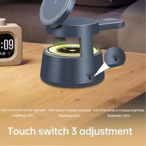 Estación de carga inalámbrica magnética 4 en 1 de nuevo diseño con luz nocturna Compatible con <span class=keywords><strong>iPhone</strong></span> 14 15 16 Series e iWatch - Product Image 4