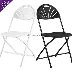 Silla Plegable Sinoperfect, de Plástico Blanco y Negro, Plegable, para Bodas, Banquetes, Fiestas, Eventos al Aire Libre - Product Image 1