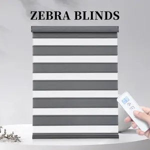 Customized Size Dual Shade Zebra Blinds Motor Motorized Vision Blinds For Window