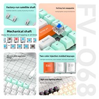 Russian-style High-aesthetic 68-key Wired USB Gaming RGB Tri-mode Waterproof Mechanical Keyboard Q68