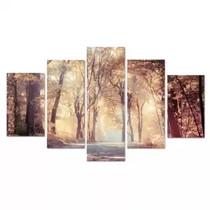 5 Panels Custom Images Any Size Peaceful Dawn Seascape Landscape Canvas Wall Art Painting