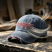 Gorra de Béisbol Formal Unisex de 6 Paneles, 100% Algodón Oxford, Ajustable con Hebilla Metálica, Transpirable, Impermeable, con Diseño Desgastado