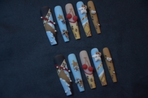 Uñas Postizas Cuadradas de Lujo con Flores 3D y Diamantes de Imitación, Uñas Postizas Largas y Elegantes Hechas a Mano, Puntas de Uñas de ABS - Product Image 3