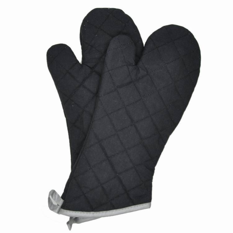 Черные огнестойкие стеганые перчатки для духовки (2 шт. в упаковке)