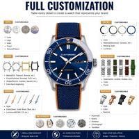 Montre mécanique automatique NH36 personnalisée ODM/OEM avec mouvement automatique, étanche 20 ATM, affichage date/jour, lunette rotative et bracelet en nylon