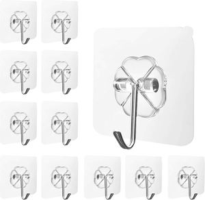 Hot Selling Traditional Plastic Transparent Strong Self-Adhesive Eco-Friendly Wall <b>Hooks</b> for Coat Kitchen Bathroom Door Use - Product Image 2