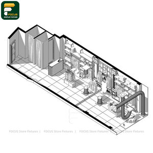 ชั้นวางเสื้อผ้าแบบติดผนังสำหรับร้านค้าแฟชั่นทันสมัย ตู้โชว์เสื้อผ้าแบบเต็มความสูงพร้อมกระจกสำหรับติดตั้งในร้านค้าปลีก - Product Image 6