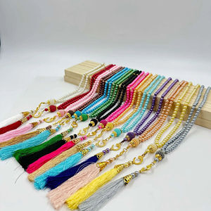 Cuentas de oración Tasbih islámica de cristal de imitación de 6mm, 99 Uds., cuentas de perlas, colgante Tasbih musulmán ámbar para Eid Mubarak, Rosario de fiesta para - Product Image 5