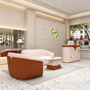 Mostrador de Recepción Curvo Moderno, Mostrador de Caja con Panel de Madera, Recepción para Salón de Belleza, Bar, Empresa u Oficina - Product Image 4