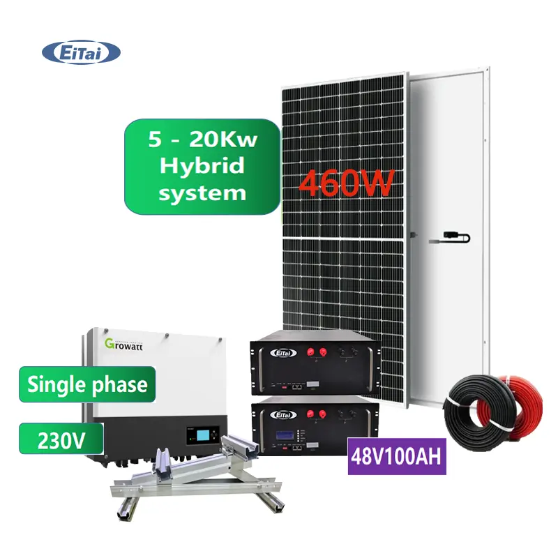 EITAI China Professional Solar Energy Kit 10kw 20kw Solar Power System Home 30kw Three Phase Solar Hybrid System With Lithium Ba