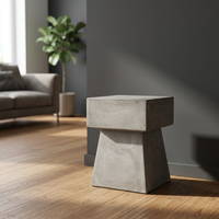 Tabouret d'extérieur carré en béton durable et moderne, résistant aux intempéries, pour salon et jardin - Vente en gros